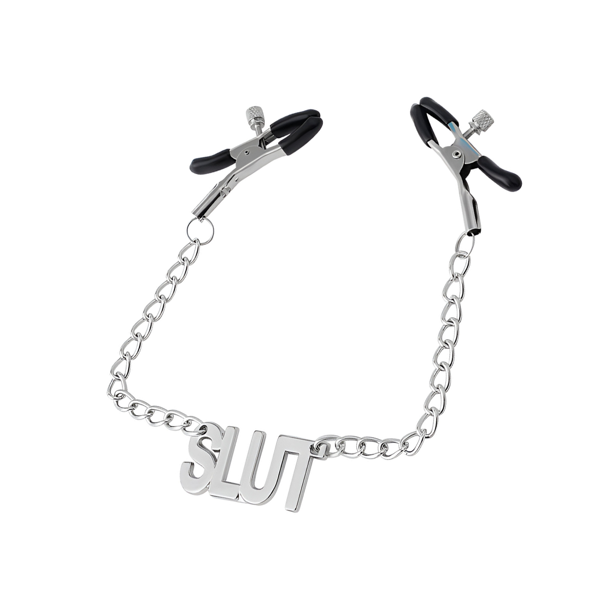 Par de Grampos para Mamilos com Regulagem e Pingente Escrito "SLUT" - 3R Import - 2
