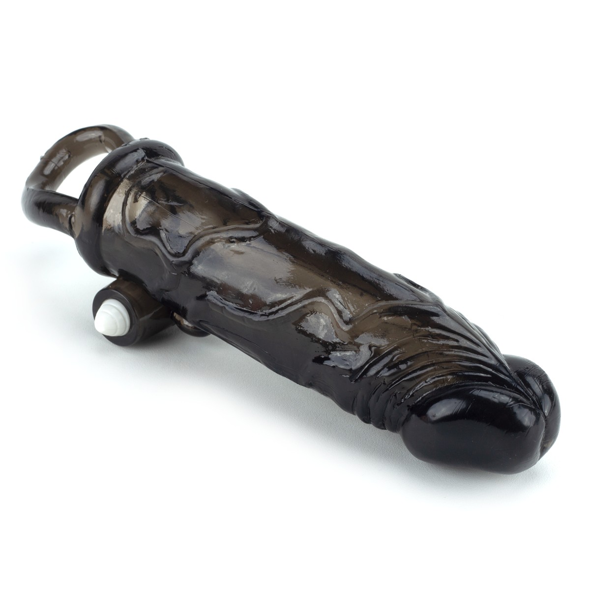 Capa Peniana Extensora Preto Fumê com Anel Testicular e Cápsula Vibratória - Penis Extender | 12 x 3,2 cm - 4