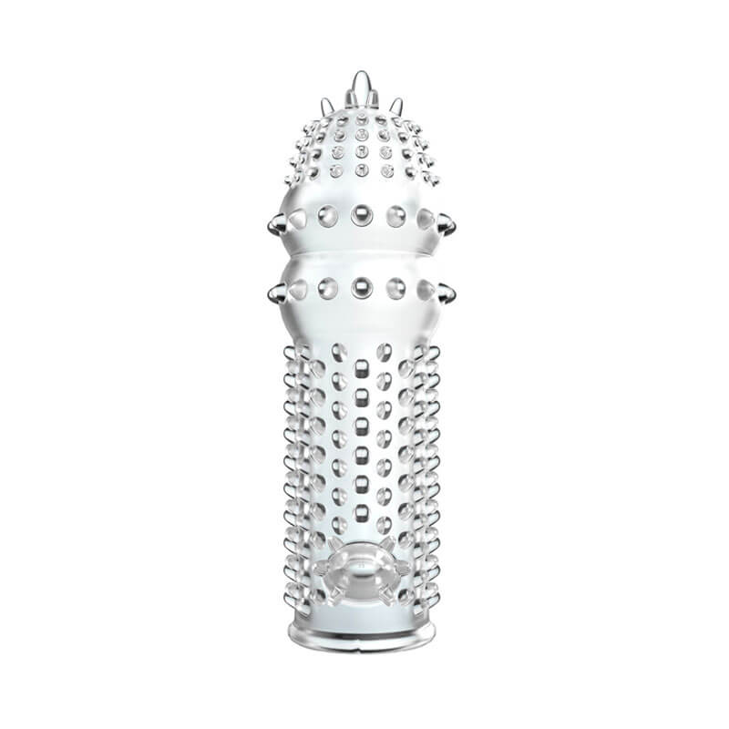Capa Peniana Transparente com Cerdas Massageadoras e Estimulador de Clitóris - Penis Sleeve Magic Material | 12,3 x 3,7 cm - 4