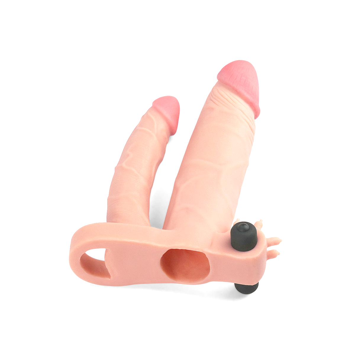 Capa Peniana Extensora com Preenchimento na Glande, Pênis para Dupla Penetração, Anel Escrotal e Cápsula Vibratória - Pleasure X-Tender Series | 15,5 x 3,6 cm - 2