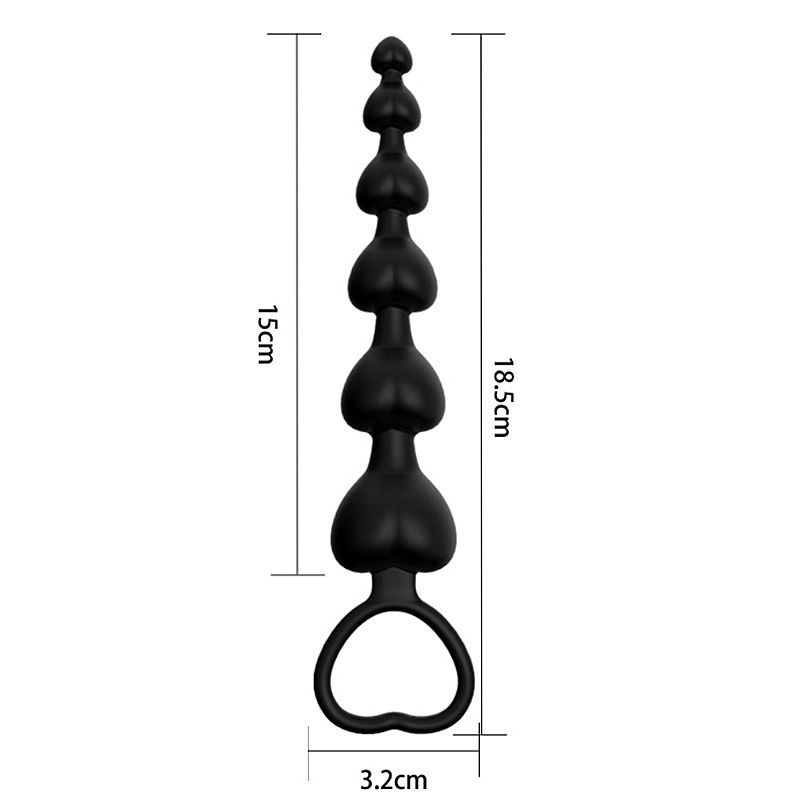Plug Anal com 6 Esferas em Silicone Soft Touch no Formato de Coração e Alça de Segurança - SI | 15 x 3,2 cm - 2
