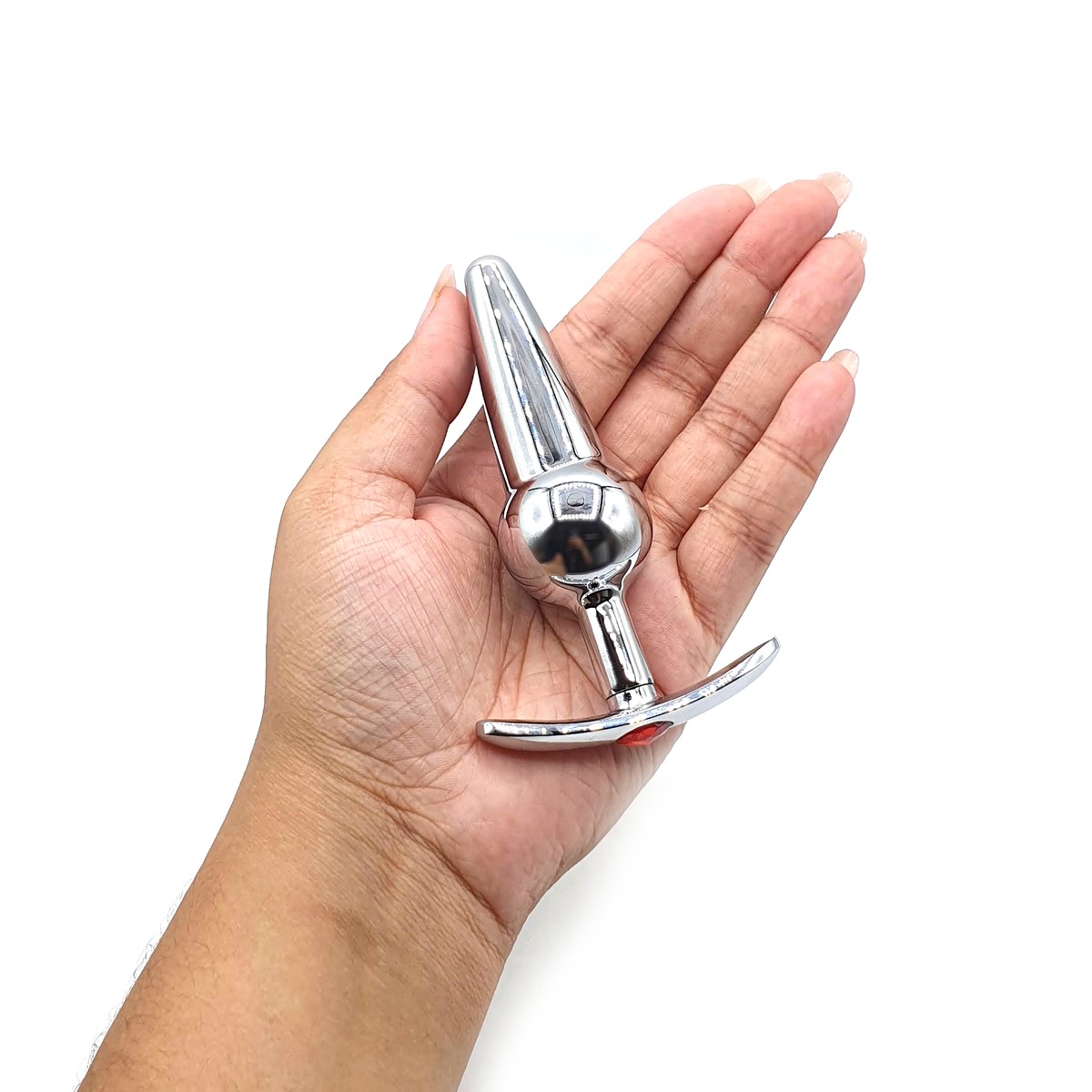 Plug Anal em Aço Inoxidável com Pequena Esfera, Base Removível e Pedra Brilhante - SI | 10 x 3,2 cm | Disponível em 2 Cores - 5
