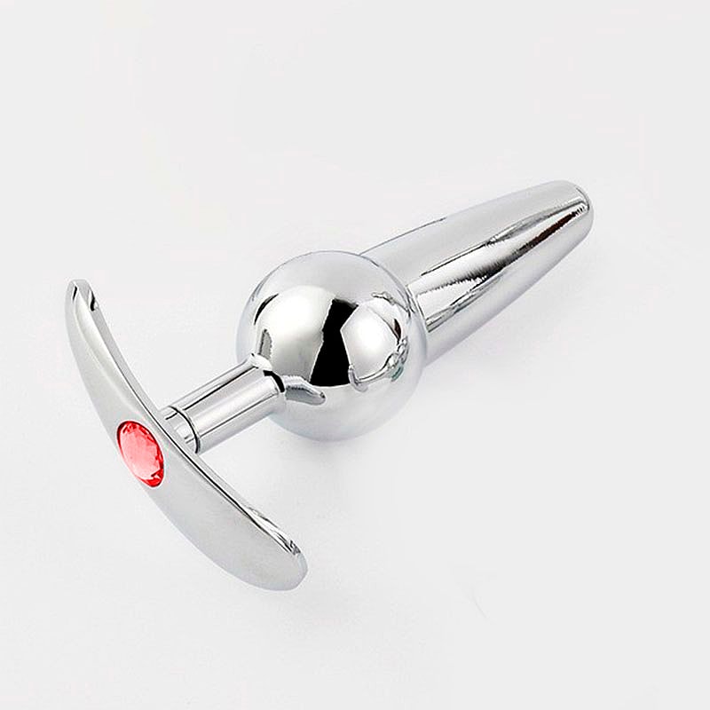 Plug Anal em Aço Inoxidável com Pequena Esfera, Base Removível e Pedra Brilhante - SI | 10 x 3,2 cm | Disponível em 2 Cores - 3