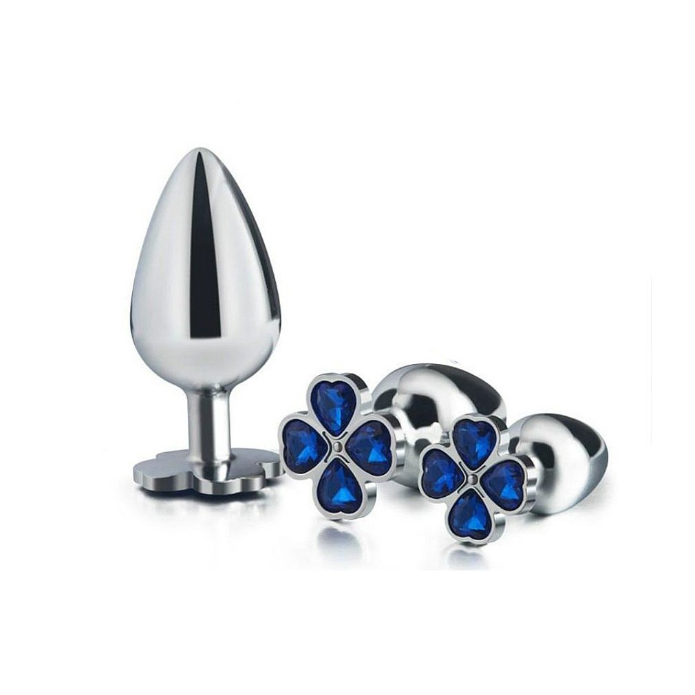 Plug Anal em Aço com Joias na Base no Formato de Trevo - Sexy Import - 7,9 x 4,1 cm | Disponível em 7 Cores - 2