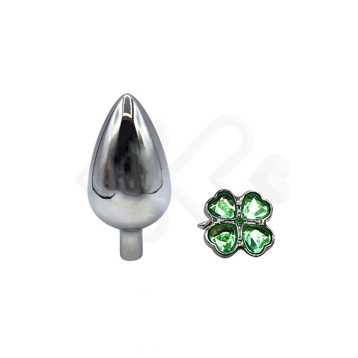 Plug Anal em Aço com Joias na Base no Formato de Trevo - Sexy Import - 7,9 x 4,1 cm | Disponível em 7 Cores - 7