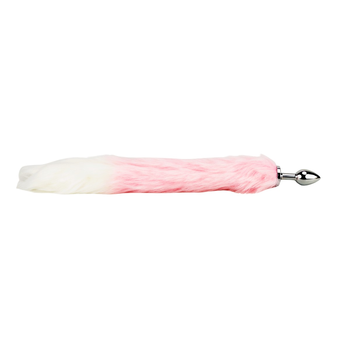 Plug Anal de Aço Tamanho "P" com Rabo de Raposa Rosa e Branco - SI | 6 x 2,5 cm | 36 cm - 3