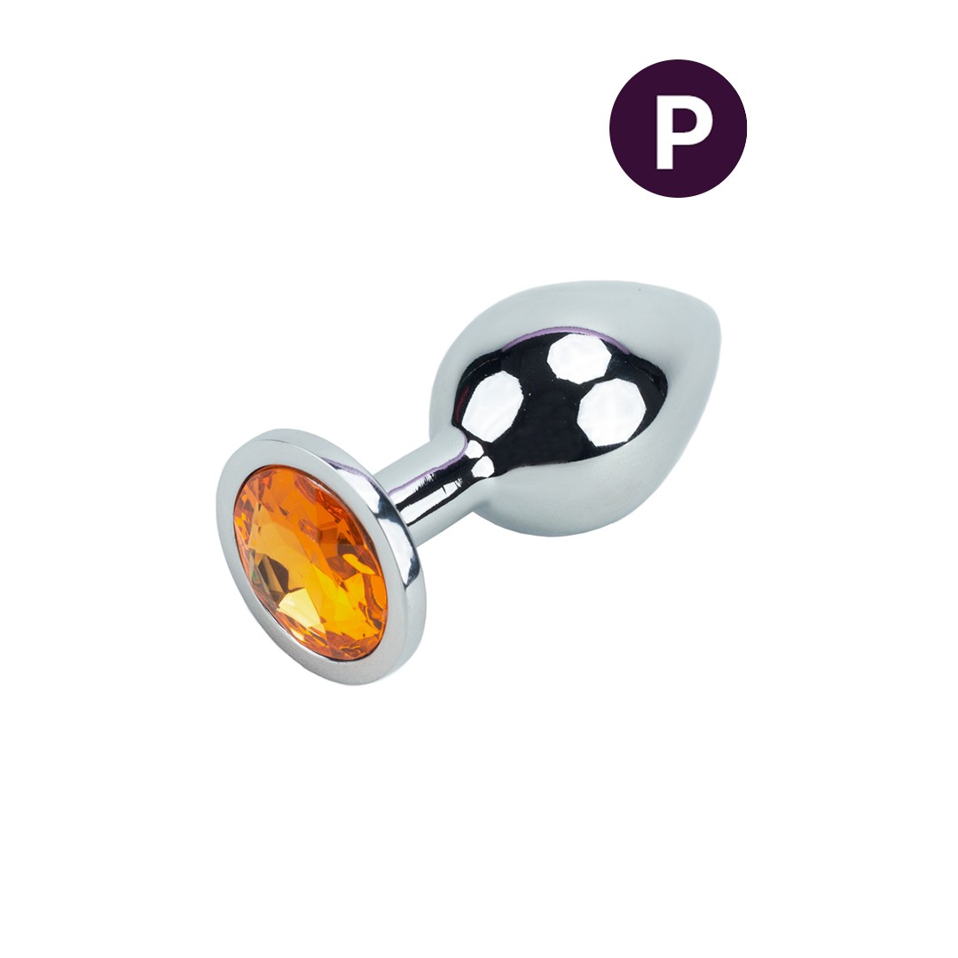 Plug Anal Tamanho "P" em Alumínio Polido com Detalhe de Joia na Base | 5,5 x 2,5 cm | Disponível em 13 Cores - 1