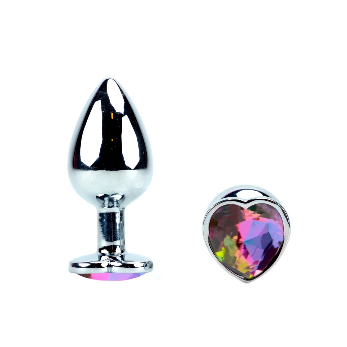 Plug Anal Tamanho "G" em Aço com Joia em Forma de Coração | 8 x 4 cm | Disponível em 11 Cores - 9