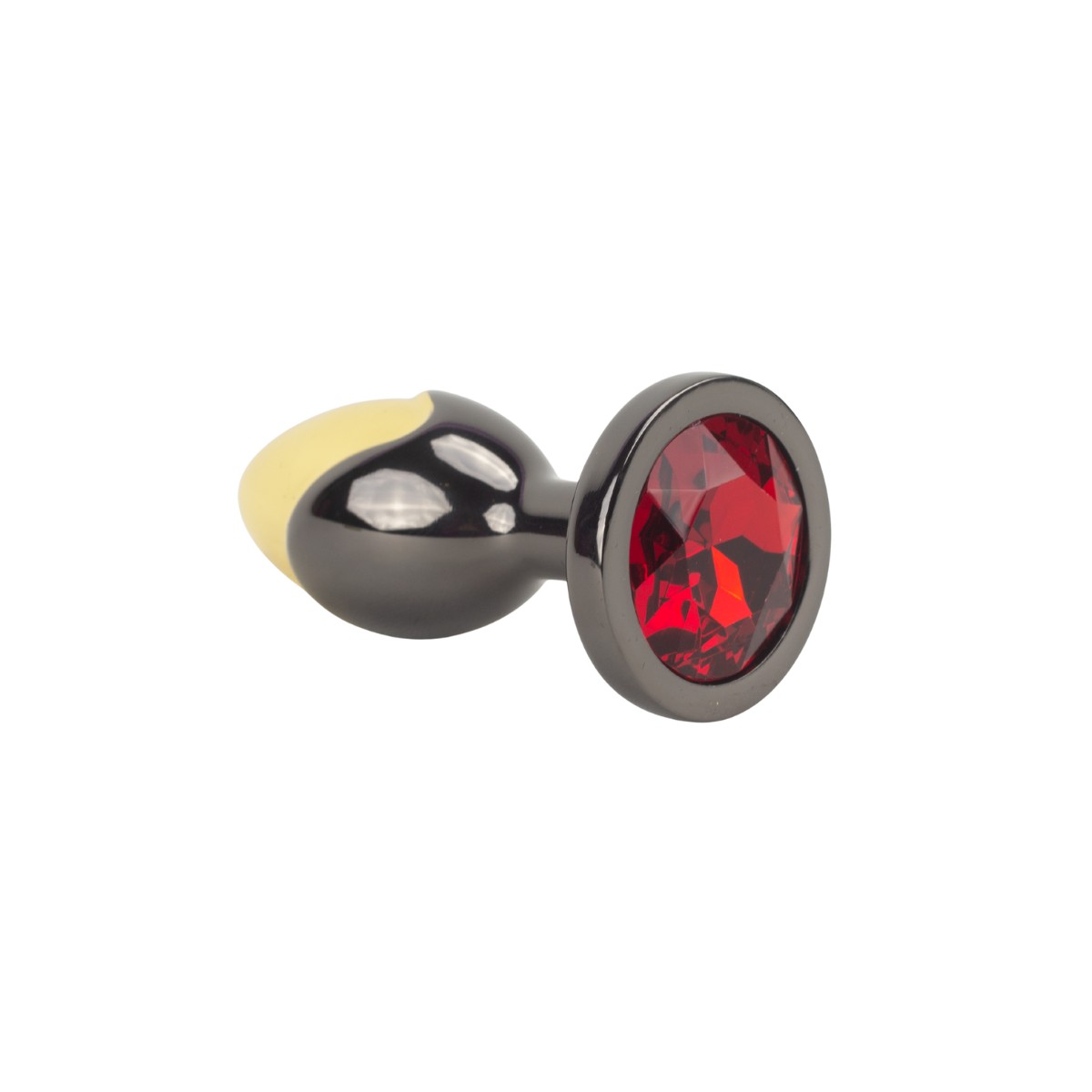 Plug Anal Bicolor "P" em Formato Cônico com Pedra Brilhante na Base - 6 x 2,6 cm - 3