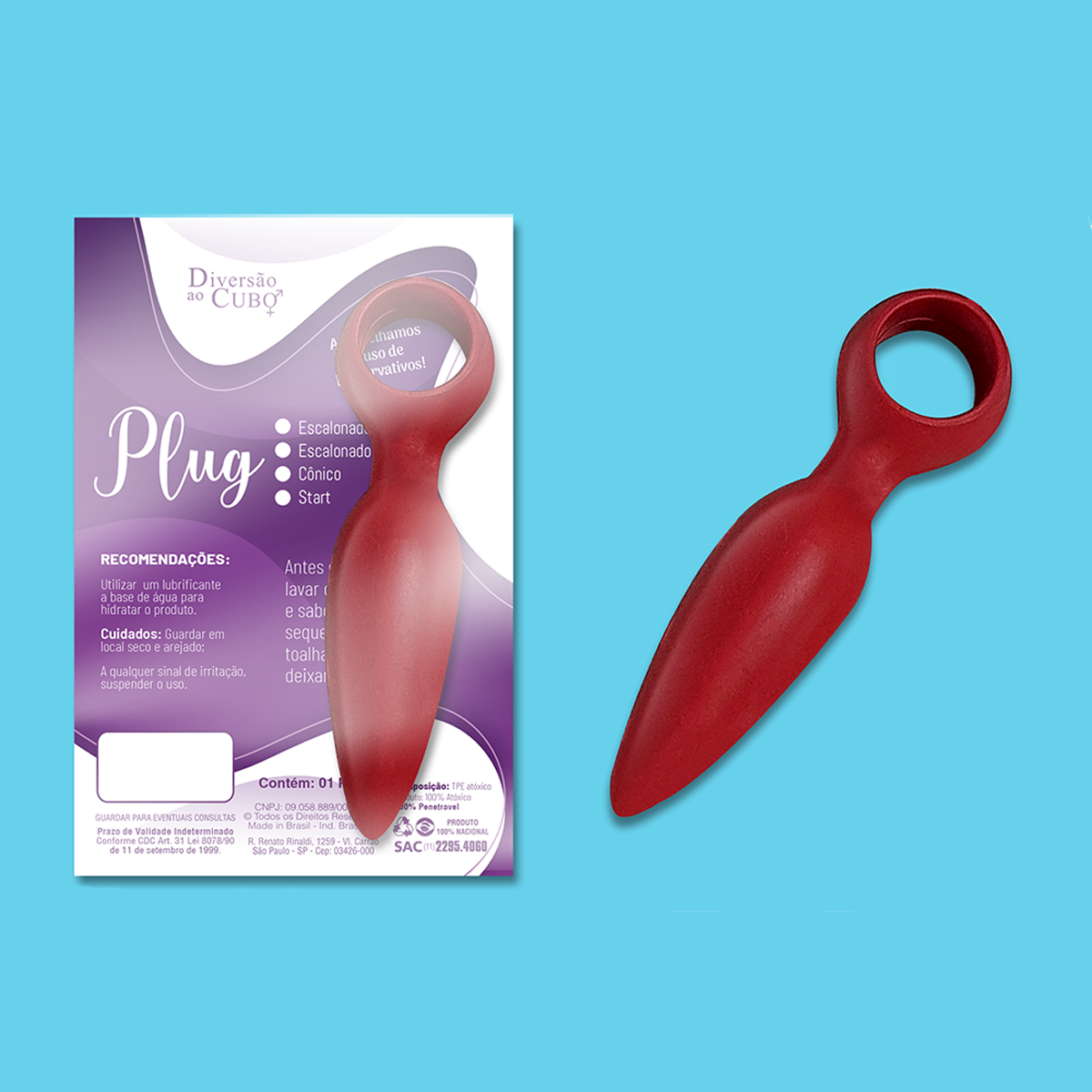 Plug Anal Cônico - Diversão ao Cubo | 11 x 2,4 cm | Disponível em 4 Cores - 5