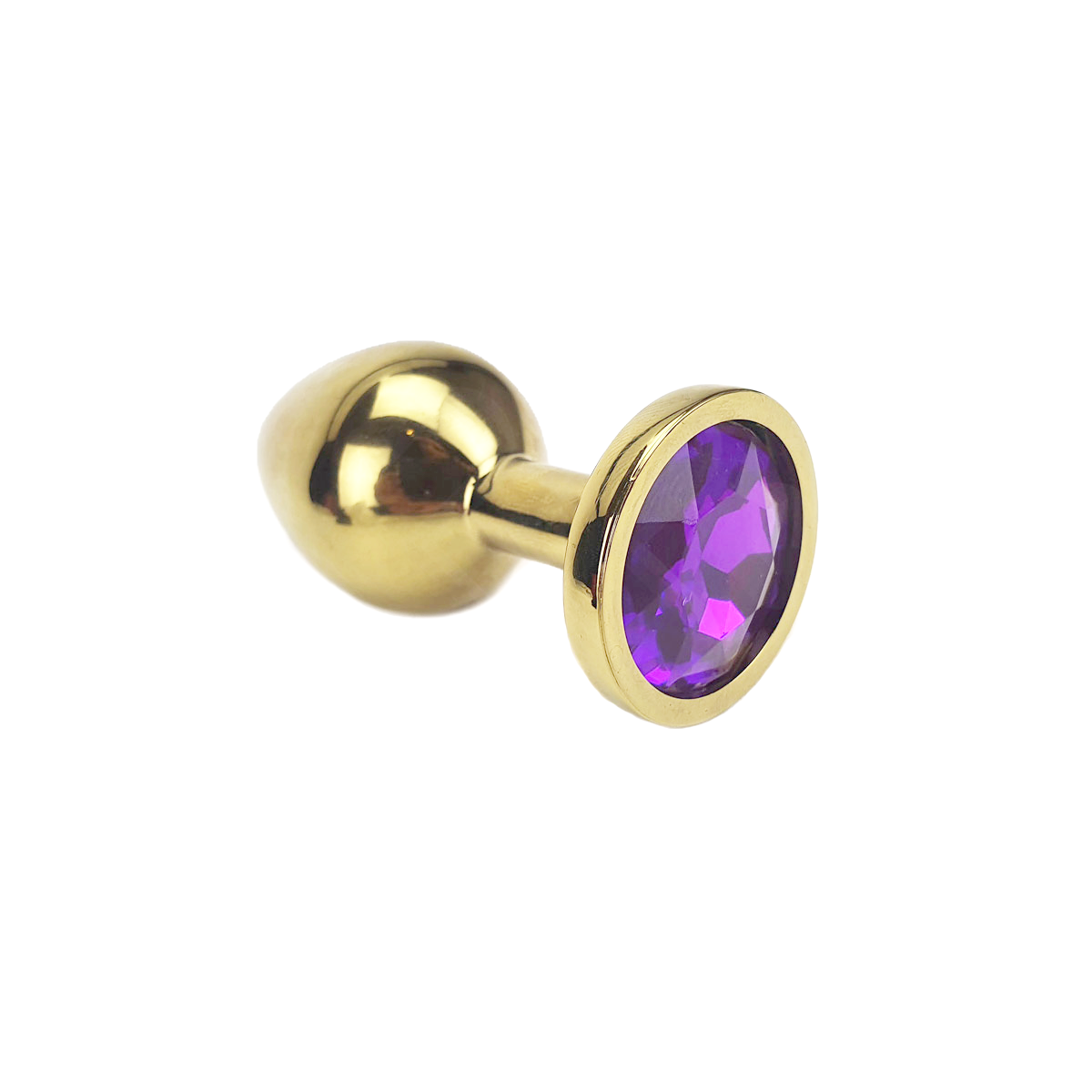 Plug Anal Cônico Dourado "M" com Detalhe de Pedra Brilhante na Base - 6,8 x 3,3 cm | Disponível em 10 Cores - 10