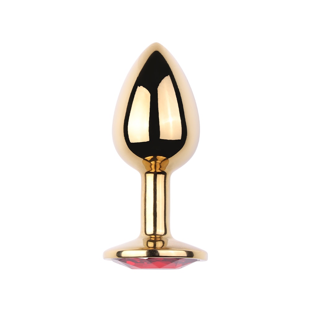 Plug Anal Cônico Dourado "P" com Detalhe de Pedra Brilhante na Base - 6,2 x 2,7 cm | Disponível em 9 Cores - 16