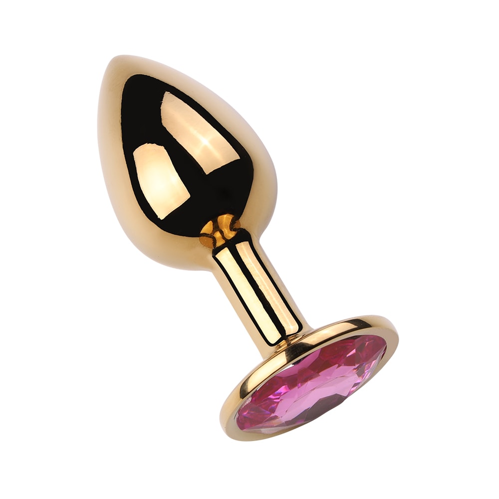 Plug Anal Cônico Dourado "P" com Detalhe de Pedra Brilhante na Base - 6,2 x 2,7 cm | Disponível em 9 Cores - 10