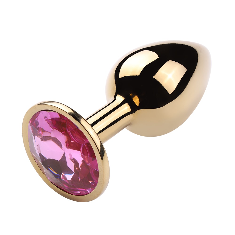 Plug Anal Cônico Dourado "P" com Detalhe de Pedra Brilhante na Base - 6,2 x 2,7 cm | Disponível em 9 Cores - 9
