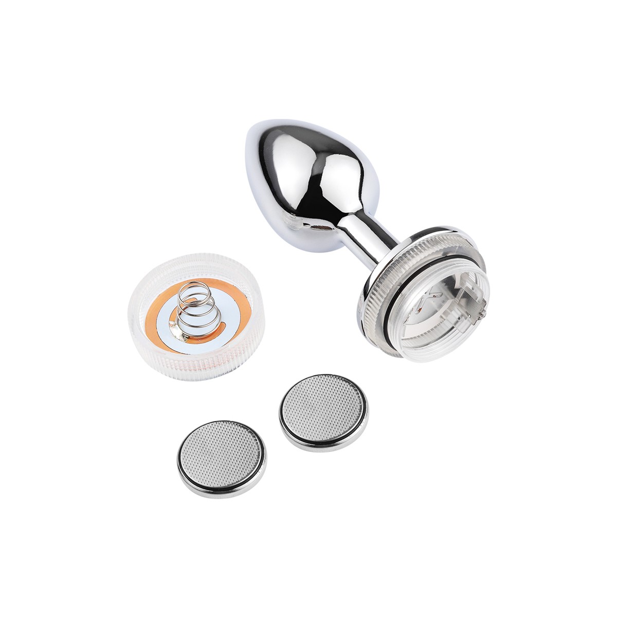 Plug Anal no Tamanho ''M'' Cônico em Metal com Luz de LED e Controle Remoto Sem Fio - 7 x 3,3 cm - 8