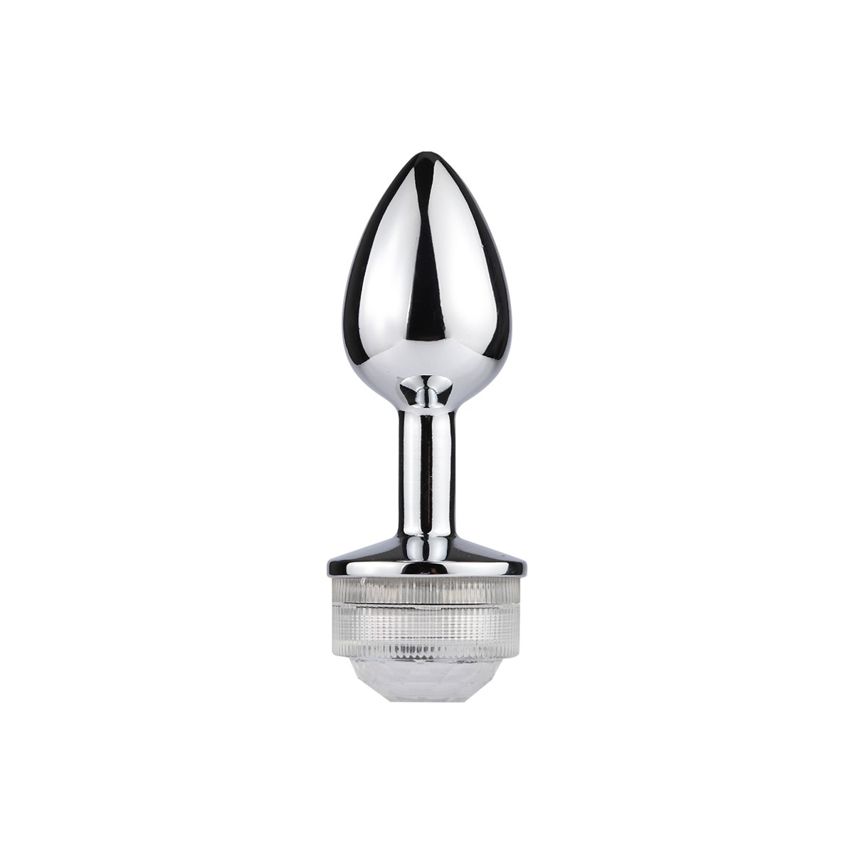 Plug Anal no Tamanho ''M'' Cônico em Metal com Luz de LED e Controle Remoto Sem Fio - 7 x 3,3 cm - 7