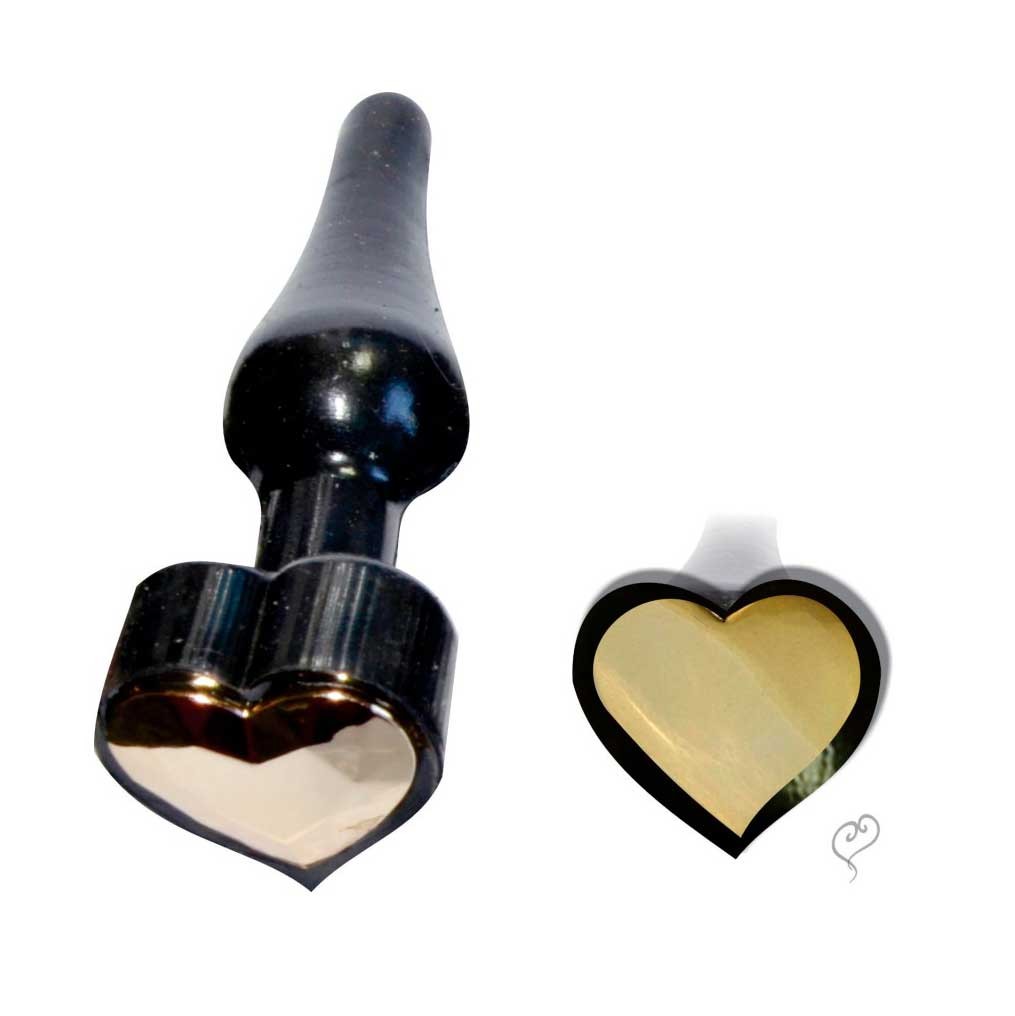 Plug Anal Cônico em PVC com Base Achatada no Formato de Coração - InNamorata Mine Heart Dourado | 8,6 x 2,9 cm - 2