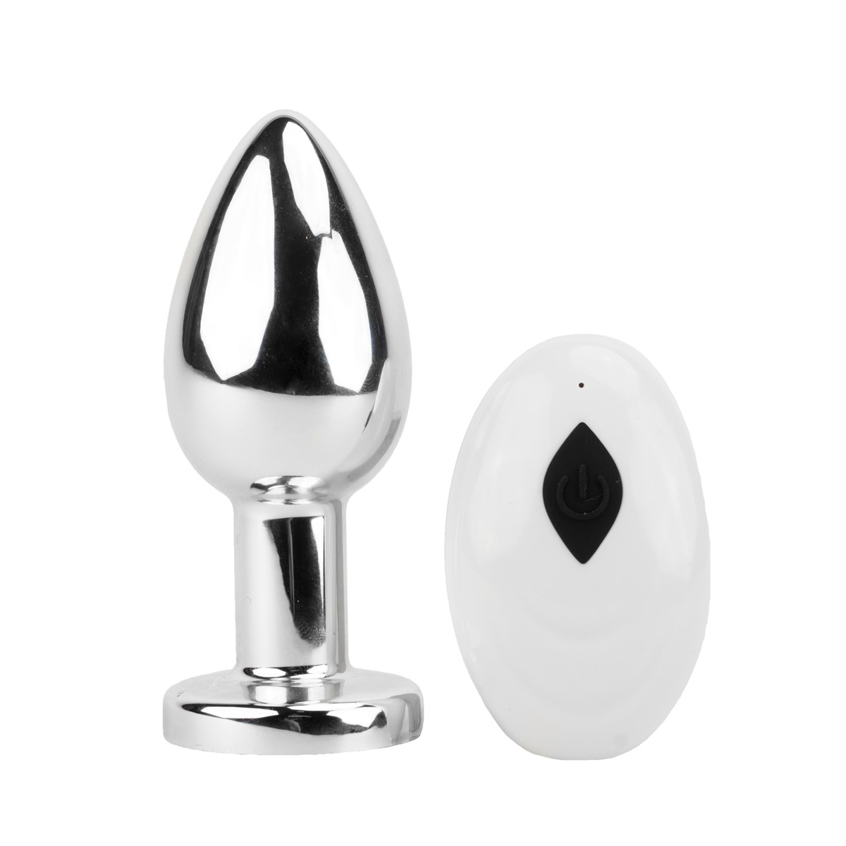 Plug Anal Cônico Tamanho "M" em ABS Cromado, Recarregável, Luz de LED na Base, 10 Modos de Vibração e Controle Remoto | 7,5 x 3,4 cm - 2