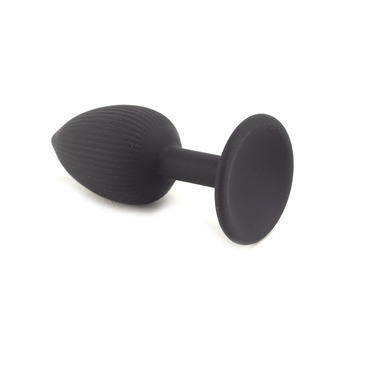Plug Anal Cônico no Tamanho "P em Silicone com Textura Anelar e Base de Ventosa - SI |  6,5 x 2,7 cm - 4