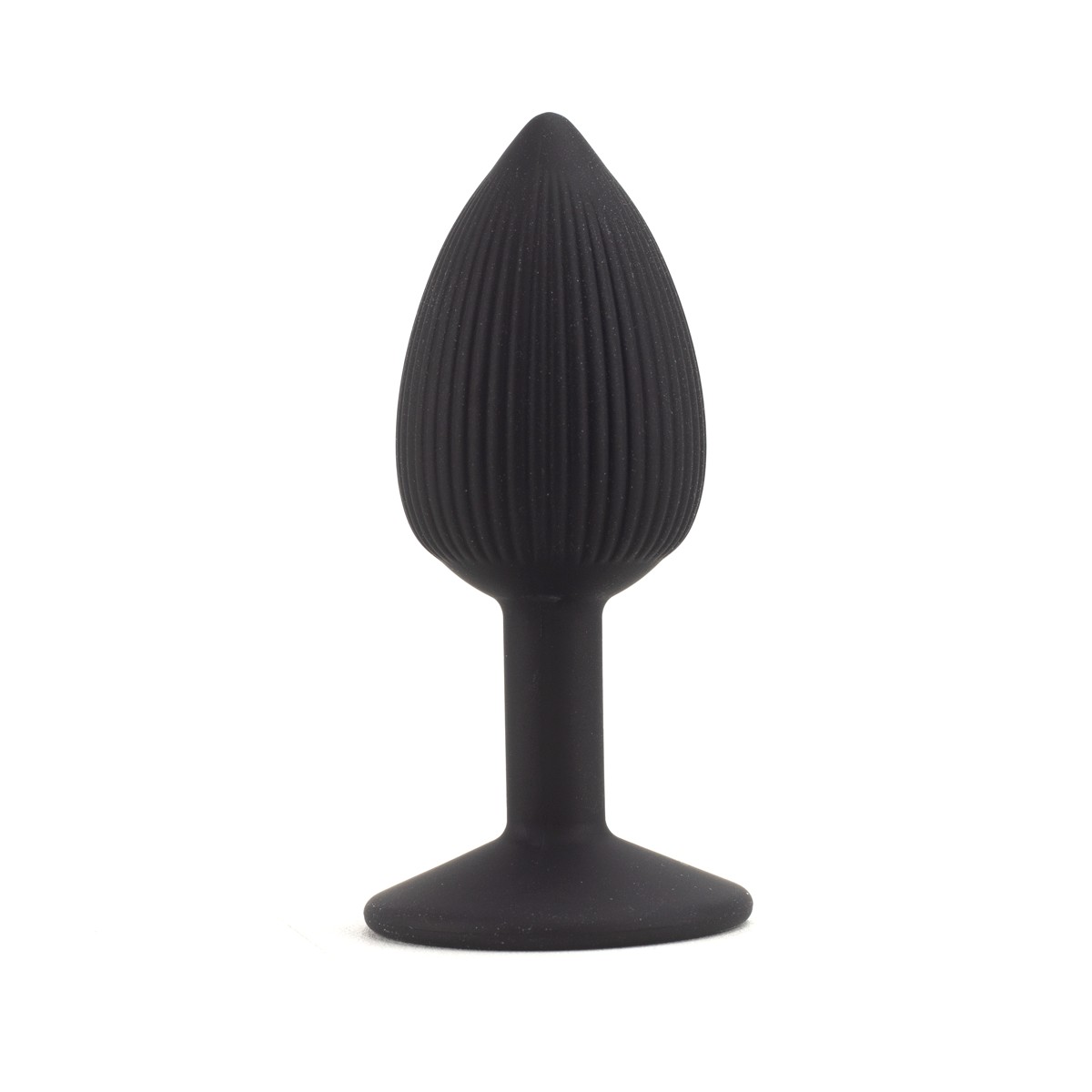 Plug Anal Cônico no Tamanho "P em Silicone com Textura Anelar e Base de Ventosa - SI |  6,5 x 2,7 cm - 3