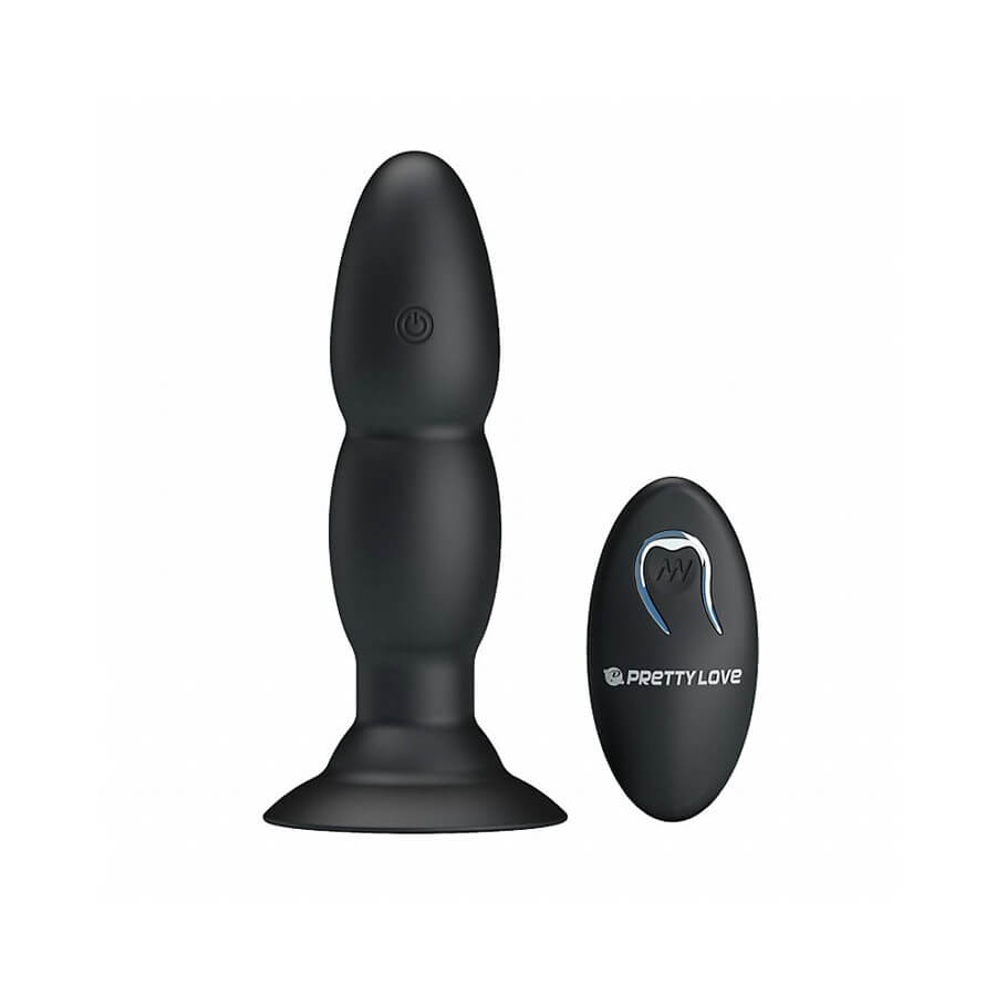 Plug Anal Cônico com Ventosa, Controle Remoto sem Fio, 4 Modos de Vibração e Rotação - Pretty Love Beaded For Extra Pleasure - 11,8 x 3,4 cm | Disponível em 3 Cores - 4