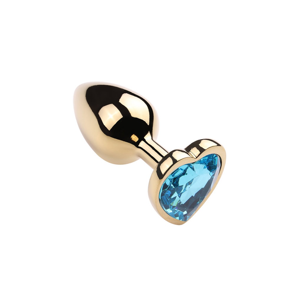 Plug Anal Dourado "M" no Formato Cônico com Detalhe de Pedra Brilhante na Base de Coração | 7 x 3,3 cm | Disponível em 9 Cores - 13