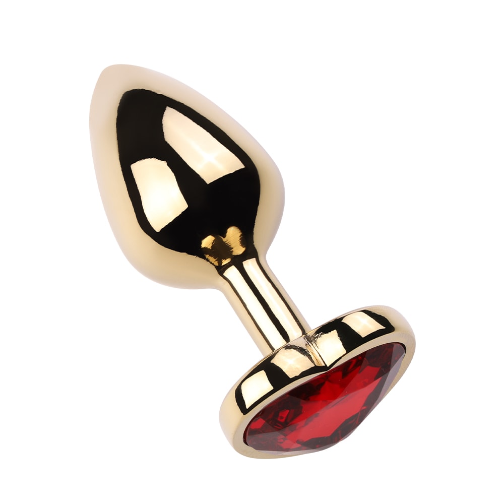 Plug Anal Dourado "M" no Formato Cônico com Detalhe de Pedra Brilhante na Base de Coração | 7 x 3,3 cm | Disponível em 9 Cores - 3
