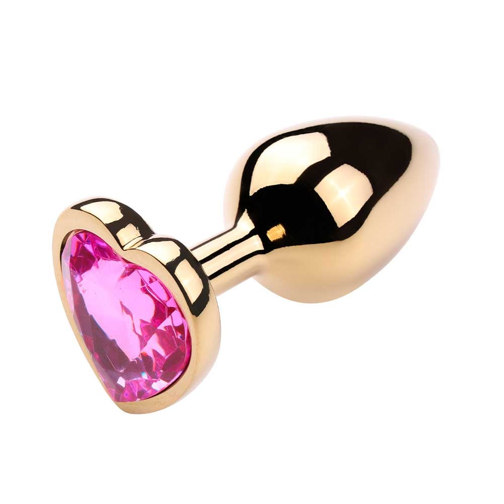 Plug Anal Dourado "M" no Formato Cônico com Detalhe de Pedra Brilhante na Base de Coração | 7 x 3,3 cm | Disponível em 9 Cores - 4