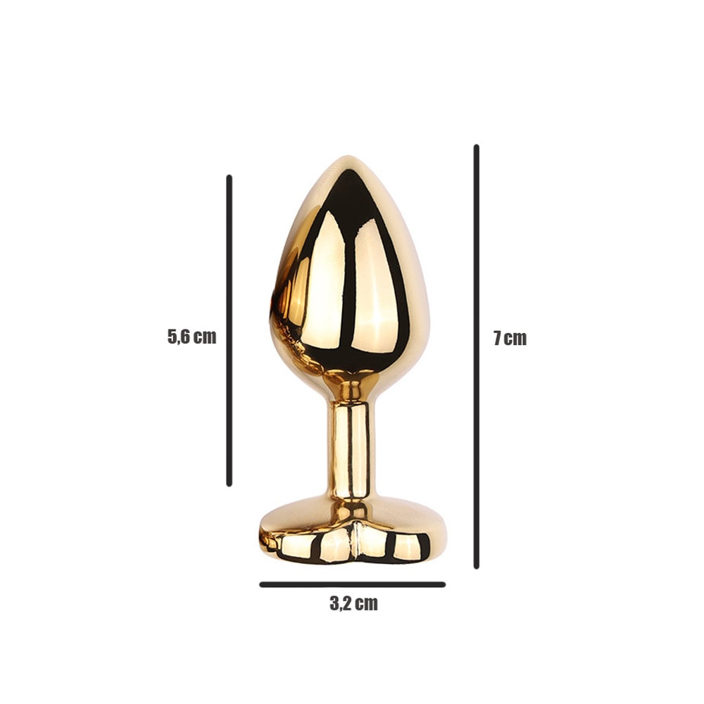 Plug Anal Dourado "P" no Formato Cônico com Detalhe de Pedra Brilhante na Base de Coração - Vip Mix | 5,6 x 2,7 cm | Disponível em 6 Cores - 14