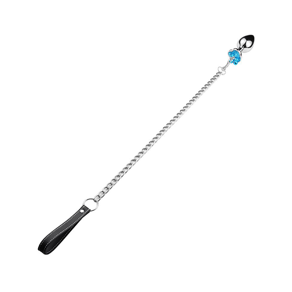 Plug Anal Cônico "G" em Aço com Detalhe de Pedra no Formato de Coração com Guizo e Corrente - 8,2 x 3,9 cm | Disponível em 3 Cores - 7