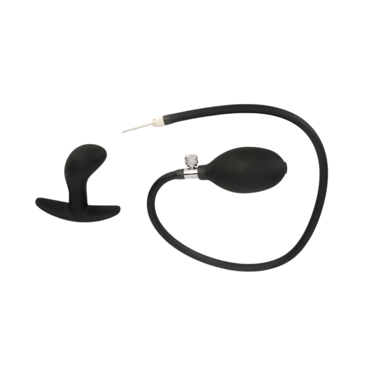 Plug Anal "P" Anatômico Inflável em Silicone com Alça de Segurança, Pera Insufladora e Válvula de Descompressão do Ar | 6,5 x 2,9 cm - 4