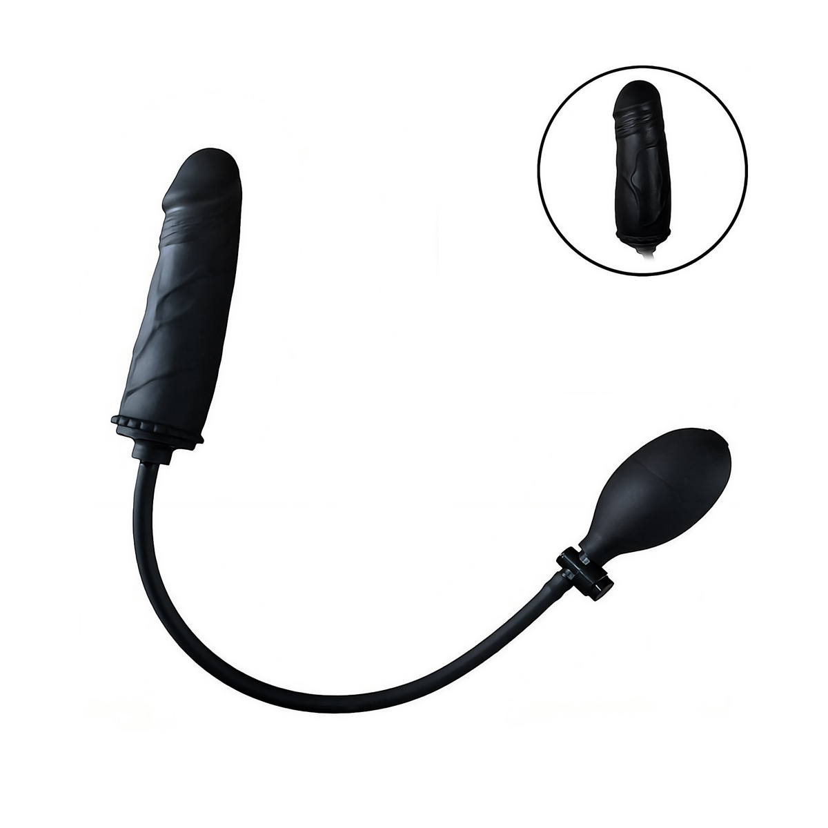 Plug Anal Inflável no Formato de Pênis em Silicone e Pera de Pressão - SI | 12,5 x 3,3 cm - 1