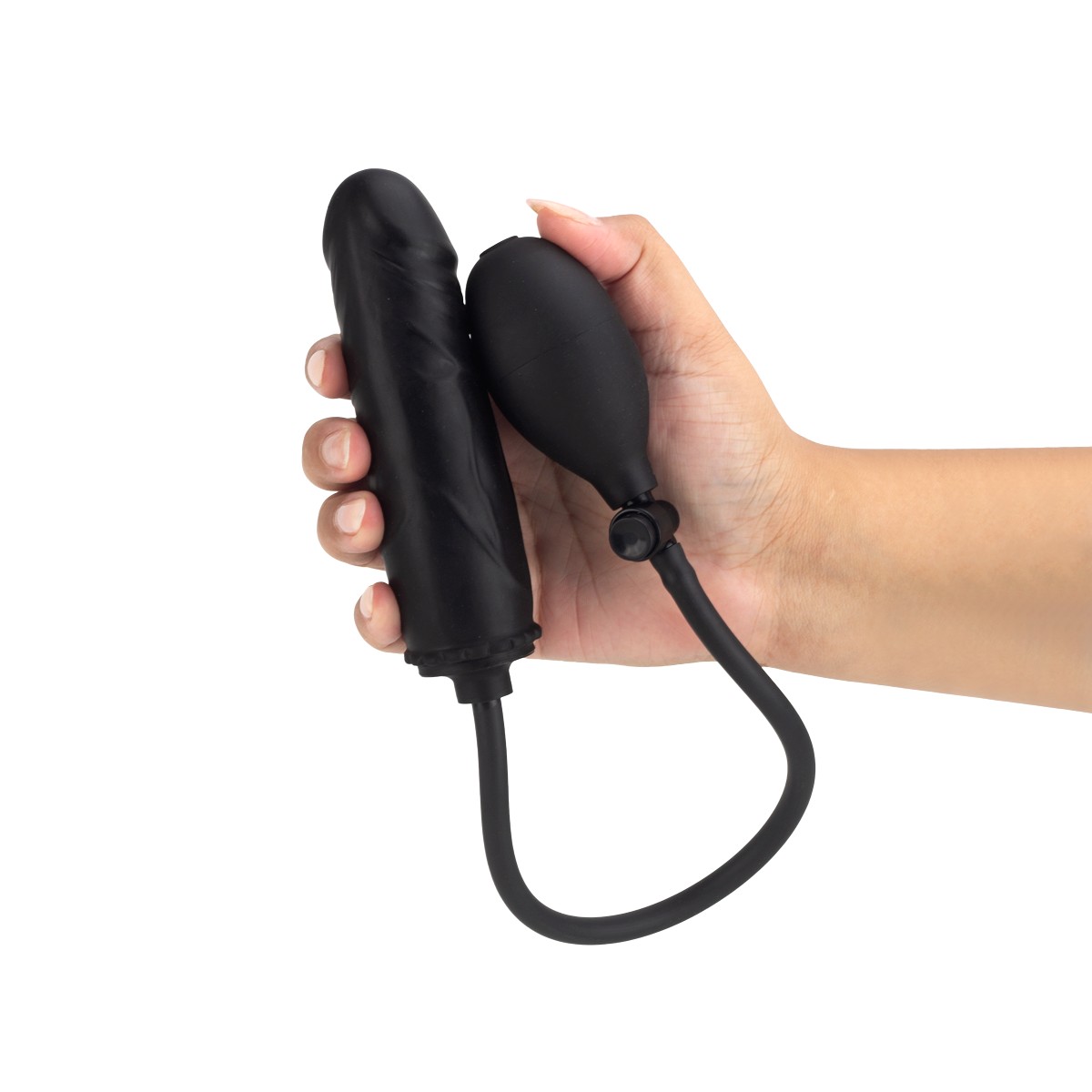 Plug Anal Inflável no Formato de Pênis em Silicone e Pera de Pressão - SI | 12,5 x 3,3 cm - 5