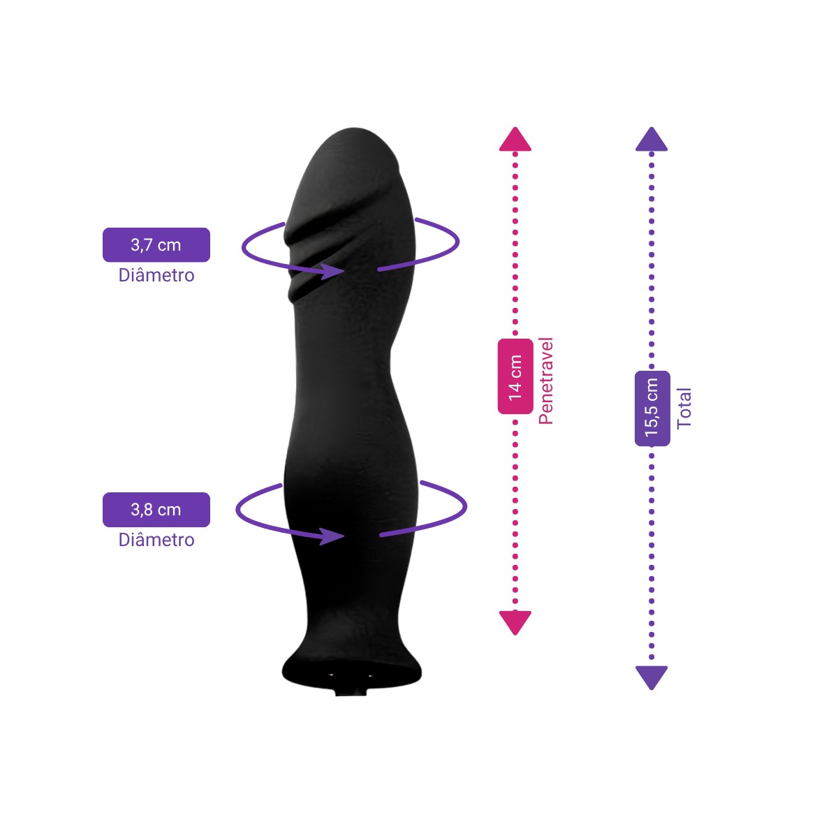 Plug Anal Inflável em Silicone com Glande e Pera de Pressão - SI | 14 x 3,8 cm - 2