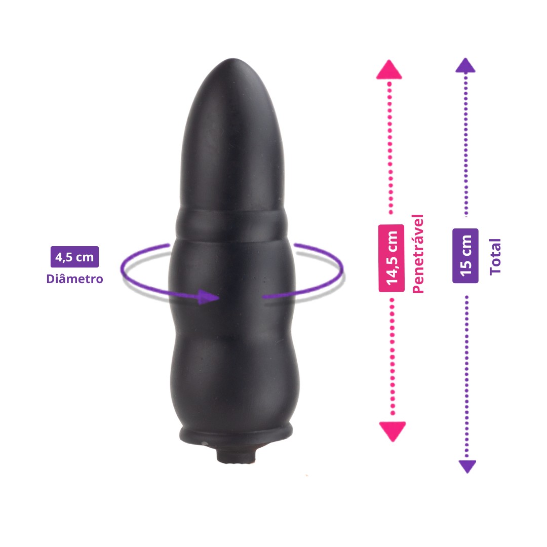 Plug Anal Inflável em Silicone com Pera Insufladora e Válvula de Descompressão do Ar - 14,5 x 4,5 cm - 2