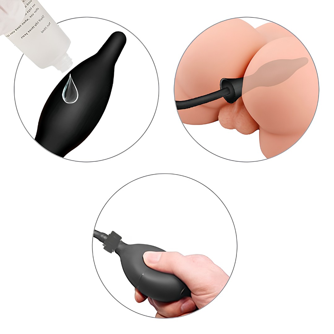 Plug Anal Inflável em Silicone com Pera Insufladora e Válvula de Descompressão do Ar - 10,5 x 3,4 cm - 4