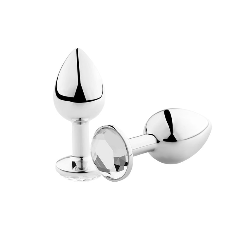 Plug Anal "M" em Alumínio Polido com Formato Cônico e Joia na Base - 6,6 x 3,3 cm | Disponível em 9 Cores - 4