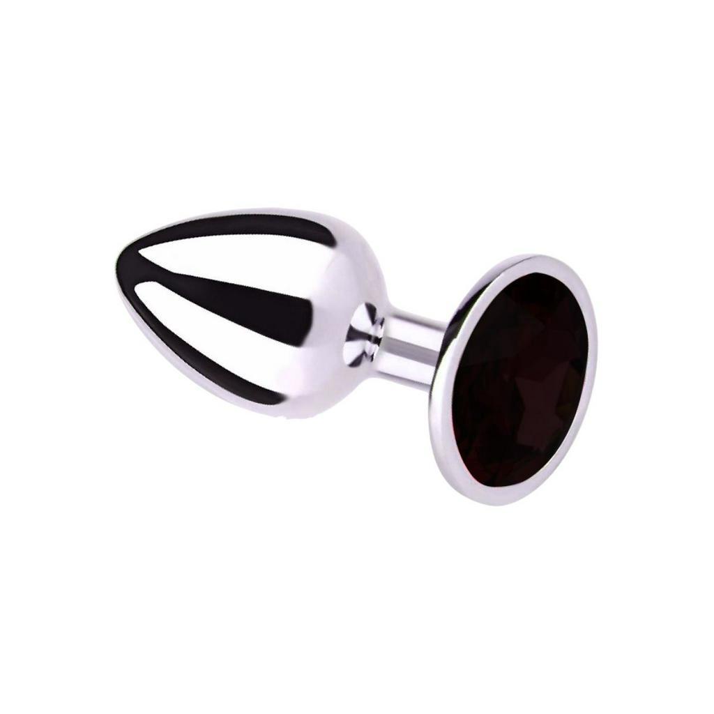 Plug Anal "M" em Alumínio Polido com Formato Cônico e Joia na Base - 6,6 x 3,3 cm | Disponível em 9 Cores - 10