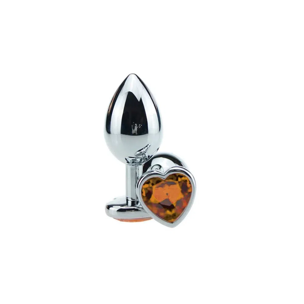 Plug Anal ''M'' em Alumínio Polido com Joia em Forma de Coração - 6,7 x 3,4 cm | Disponível em 11 Cores - 9