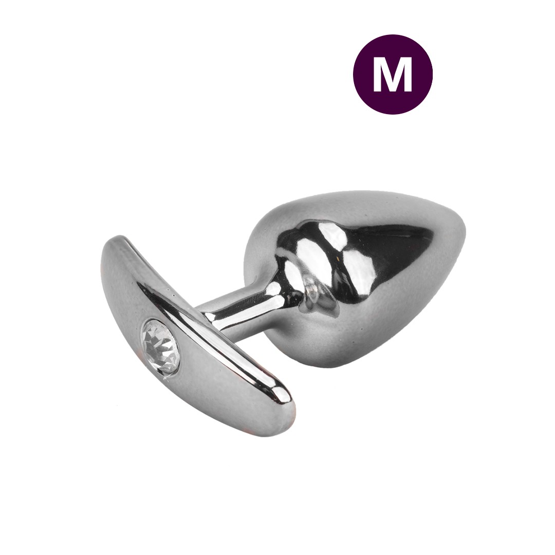 Plug Anal "M" Cônico em Metal com Strass e Base Removível - Hard | 6,8 x 3,2 cm | Disponível em 7 Cores - 1
