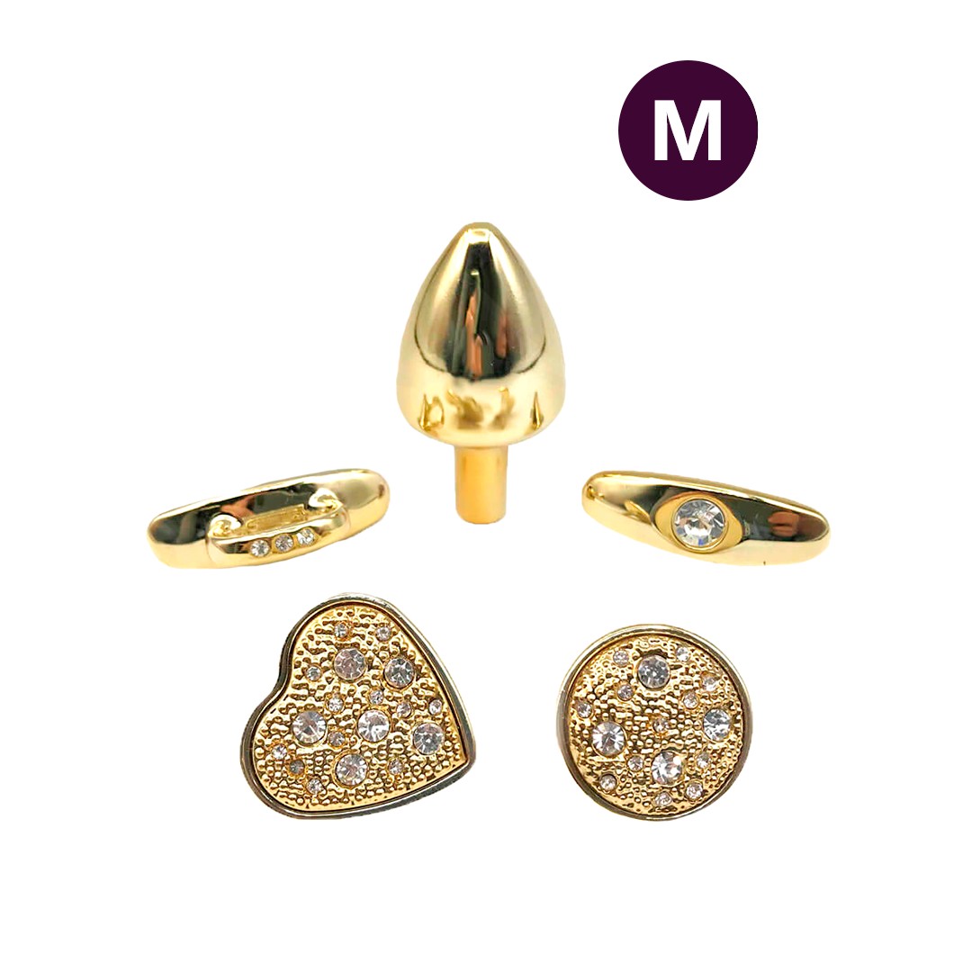Plug Anal ''M'' em Forma de Cone com 4 Alças Removíveis e Detalhes de Joias - Hard Anal Kit | 6,4 x 3,2 cm | Disponível em 2 Cores - 1