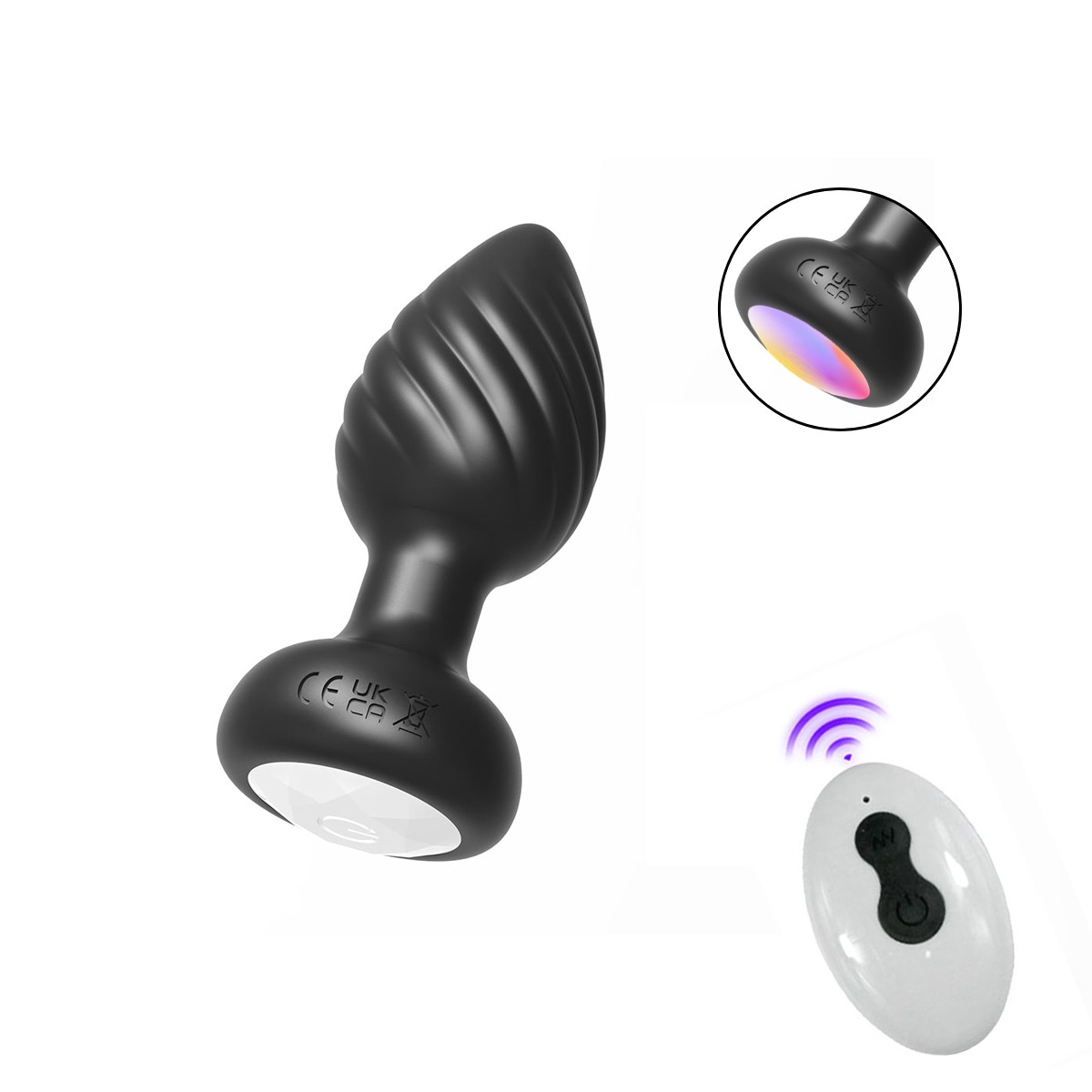 Plug Anal "M" em Formato Cônico com Textura em Espiral, 10 Modos de Vibração e Controle Remoto Sem Fio - YouVibe | 6,8 x 3,5 cm | Disponível em 2 cores - 9