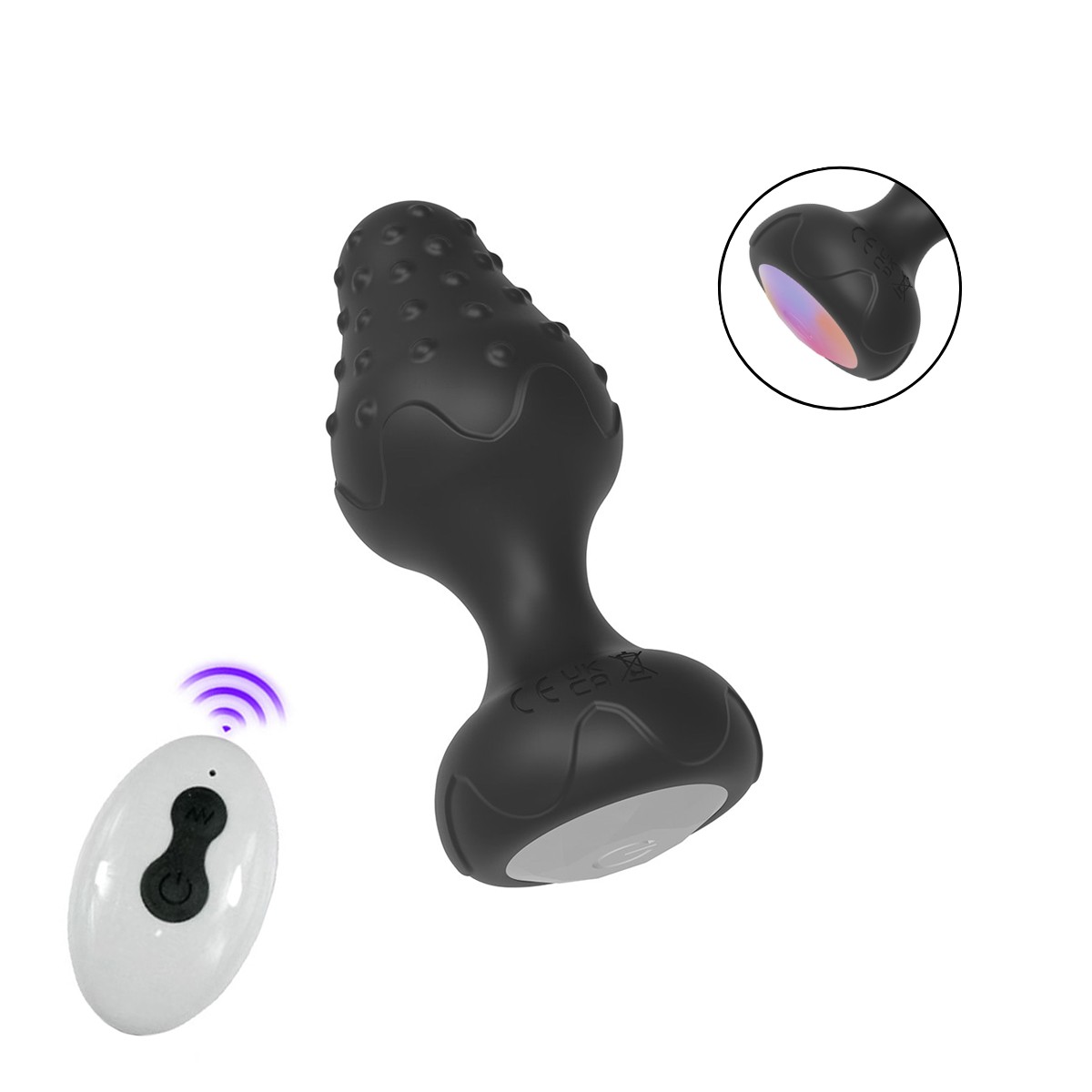 Plug Anal M em Formato Cônico com Texturas, 10 Modos de Vibração, Touch e Controle Remoto Sem Fio - YouVibe | 6,8 x 3,6 cm | Disponível em 2 cores - 9