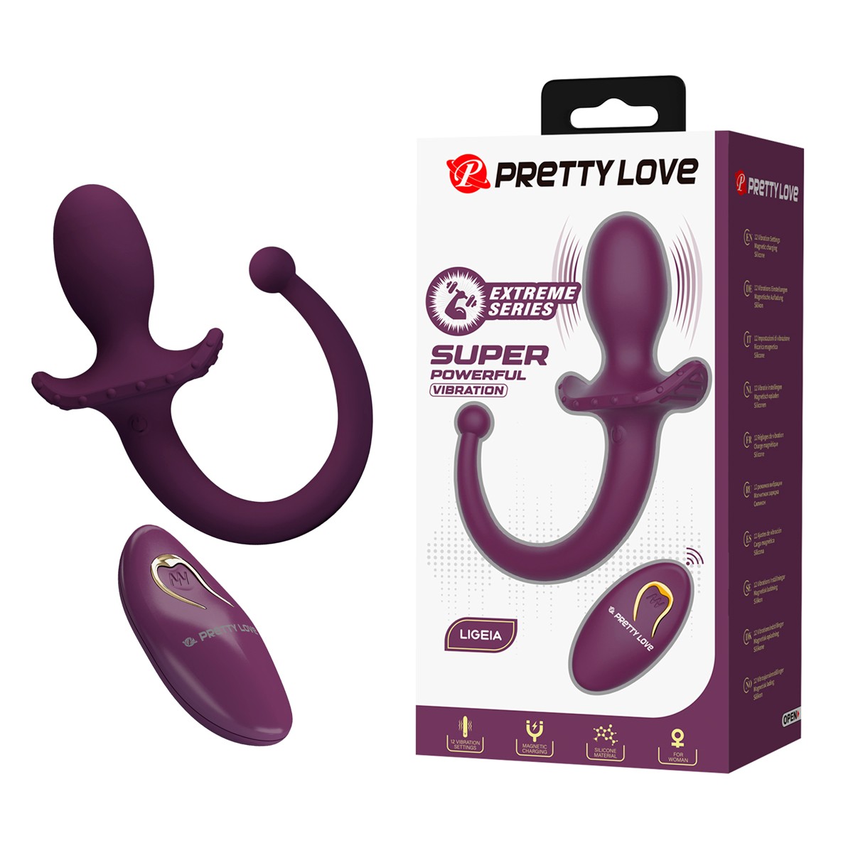 Plug Anal ''M'' no Formato de Rabo em Silicone com 12 Vibrações Poderosas e Controle Remoto Sem Fio - Pretty Love Ligeia | 7 x 3,4 cm - 2