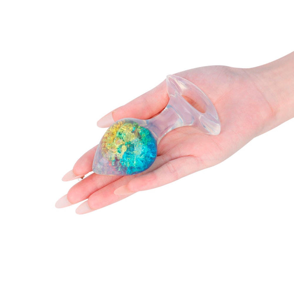 Plug Anal ''M'' de Silicone Platina Com Esfera de Vidro Interna, Alça e Detalhe de Coração - YouVibe | 7,4 x 3,8 cm | Disponível em 6 Cores - 6