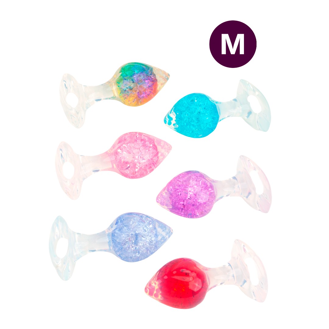 Plug Anal ''M'' de Silicone Platina Com Esfera de Vidro Interna, Alça e Detalhe de Coração - YouVibe | 7,4 x 3,8 cm | Disponível em 6 Cores - 1