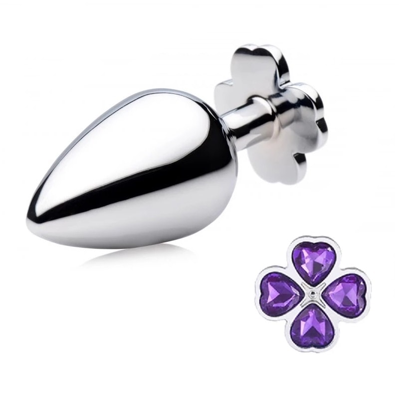 Plug Anal "P"em Aço com Joias na Base no Formato de Trevo - Sexy Import | 6 x 2,7 cm | Disponível em 6 Cores - 1