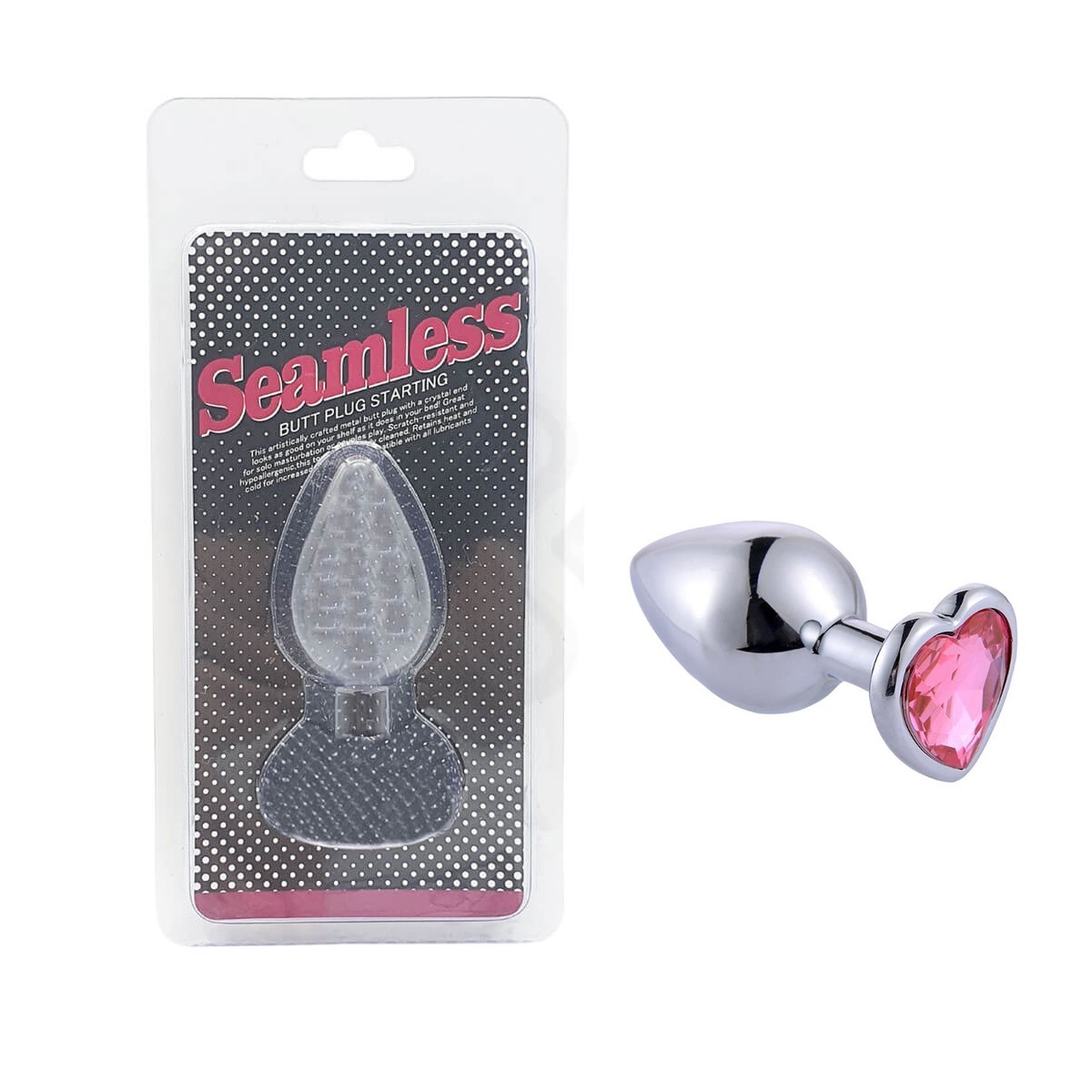 Plug Anal ''P'' em Alumínio e Base em Forma de Coração com Joia - Seamless Butt Plug Starting | 5,2 x 2,7 cm | Disponível em 6 Cores - 11