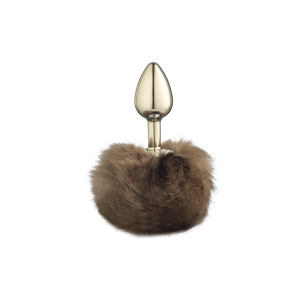Plug Anal "P" Dourado com Rabo Pompom - Sexy Fantasy Lite | 5,7 x 2,6 cm - 2