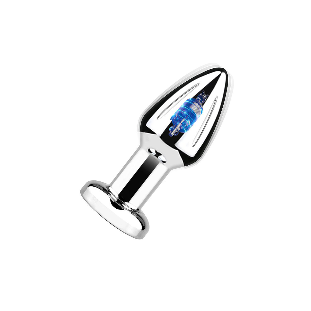 Plug Anal "P" Formato Cônico em Aço com 10 Modos de Vibração, LED Colorido e Controle Remoto Sem Fio - SI | 6 x 2,6 cm - 7